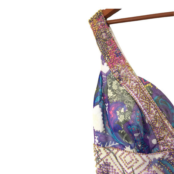 Sugar Plum Women's Beaded V-neck Strap Maxi Dress Size Small (6) Multicolor - Picture 3 of 12